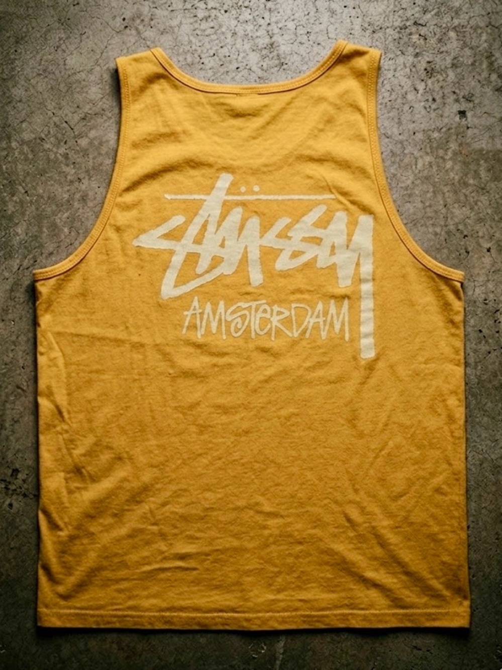 🆕 STUSSY Tank Top AMSTERDAM stüssy Exclusive Muscle T Shirt in honey 2XL 🍯